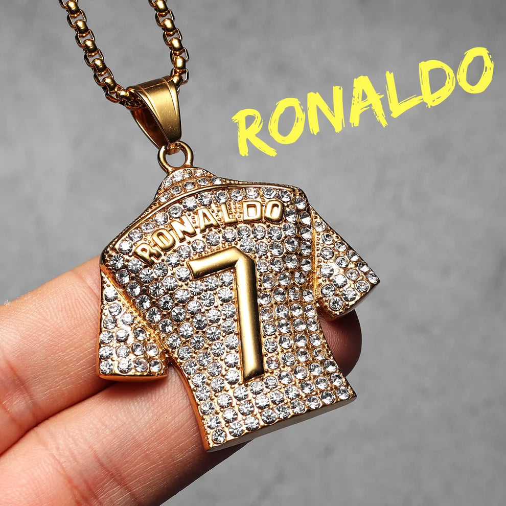 Premium Football Jersey Number Pendant Necklace - Stainless Steel Sports Jewelry for Men